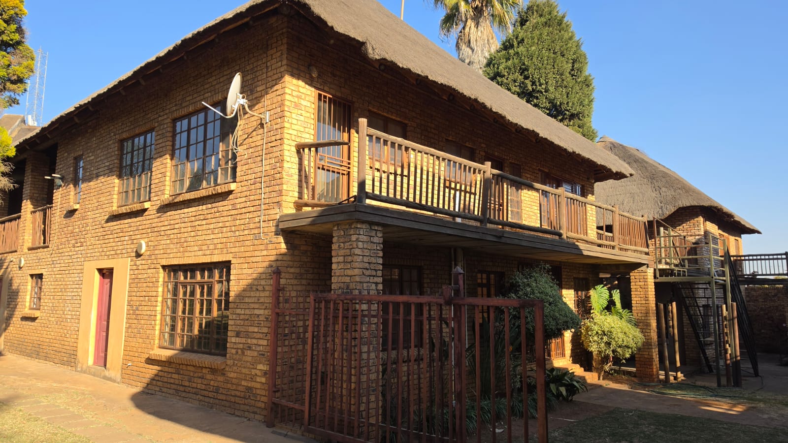 Accommodation block with a wooden balcony
